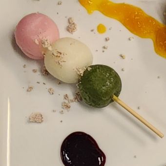 Sanshoku Dango & Matcha Ice Cream