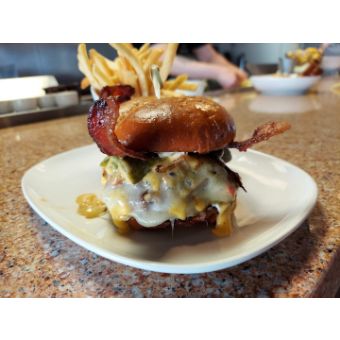 “Naked Relleno” Green Chile Bacon Cheeseburger