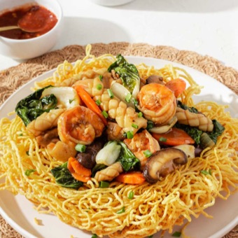 65. crispy egg noodle seafood