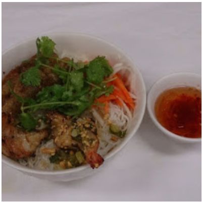 36. Rice Stick Noodle with grilled prawn & eggrolls