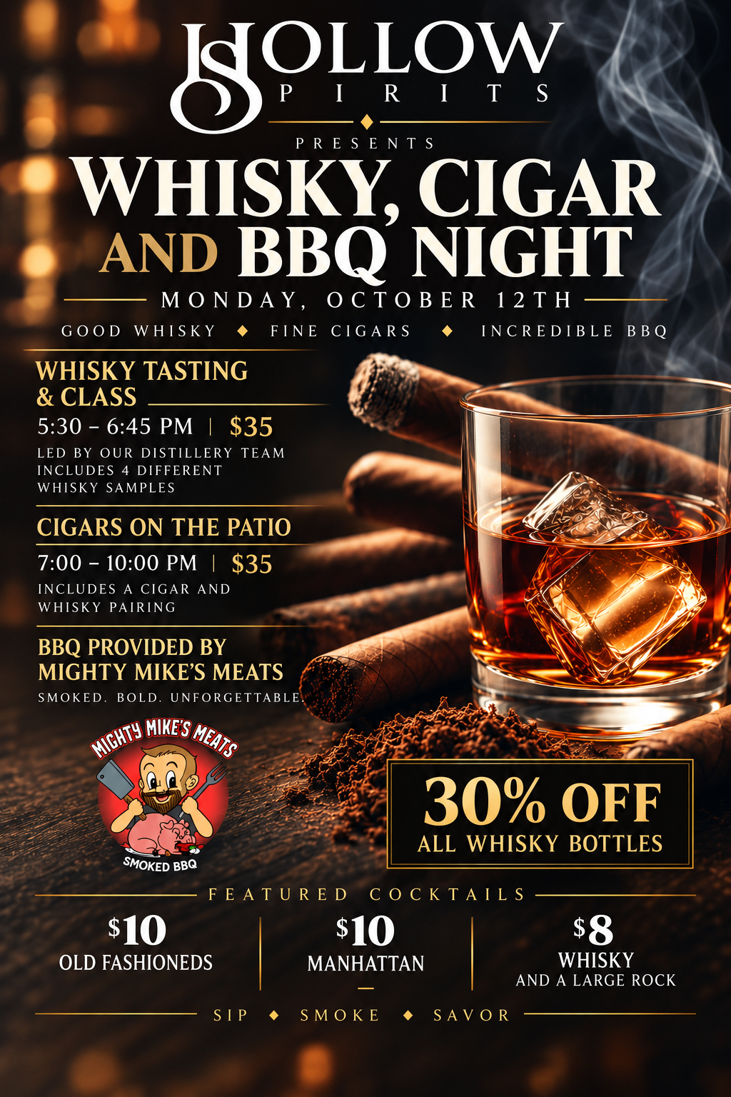 Whisky, Cigar, and BBQ Night